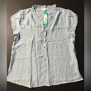 Fun2Fun Stitch Fix Ruffled Button Blouse | Light Blue | NWT | Medium Petite